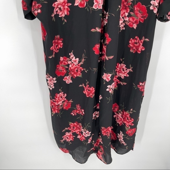 Lane bryant NWT dress/long top black floral Size 14/16 Short Sleeves - Picture 6 of 8